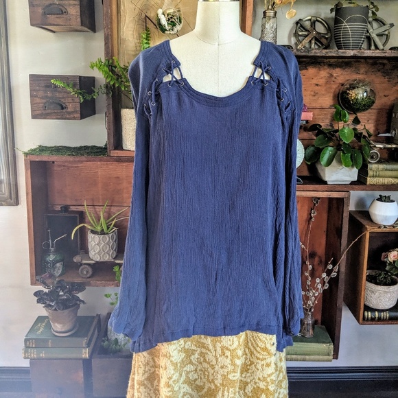 Free People Corset Shoulder Crepe Top - Picture 2 of 8